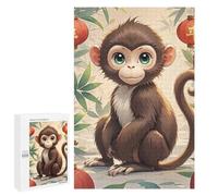 Adults Wooden Puzzles for Home Decor, Unique Shaped Chinese Style Monkey Puzzle with Exquisite Box, Personalized Wooden Jigsaw 1000 PCS for Family Game Gift, Travel, Art Decor