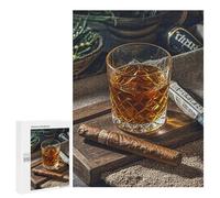 Adults Wooden Puzzles for Home Decor, Unique Shaped Cigar & Whiskey Puzzle with Exquisite Box, Personalized Wooden Jigsaw 500 PCS for Family Game Gift, Travel, Art Decor