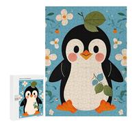 Adults Wooden Puzzles for Home Decor, Unique Shaped Cute Penguin Print Puzzle with Exquisite Box, Personalized Wooden Jigsaw 500 PCS for Family Game Gift, Travel, Art Decor