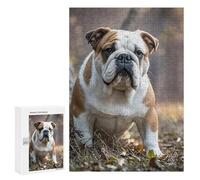 Adults Wooden Puzzles for Home Decor, Unique Shaped English Bulldogs Puzzle with Exquisite Box, Personalized Wooden Jigsaw 300 PCS for Family Game Gift, Travel, Art Decor