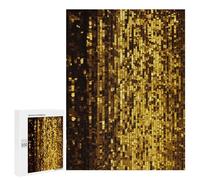 Adults Wooden Puzzles for Home Decor, Unique Shaped Gold Sequin Sparkle Puzzle with Exquisite Box, Personalized Wooden Jigsaw 500 PCS for Family Game Gift, Travel, Art Decor
