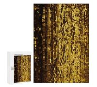 Adults Wooden Puzzles for Home Decor, Unique Shaped Gold Sequin Sparkle Puzzle with Exquisite Box, Personalized Wooden Jigsaw 300 PCS for Family Game Gift, Travel, Art Decor