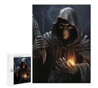 Adults Wooden Puzzles for Home Decor, Unique Shaped Grim-Reaper Puzzle with Exquisite Box, Personalized Wooden Jigsaw 500 PCS for Family Game Gift, Travel, Art Decor