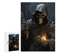 Adults Wooden Puzzles for Home Decor, Unique Shaped Grim-Reaper Puzzle with Exquisite Box, Personalized Wooden Jigsaw 300 PCS for Family Game Gift, Travel, Art Decor