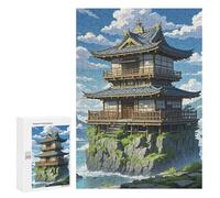 Adults Wooden Puzzles for Home Decor, Unique Shaped Japanese Architecture Puzzle with Exquisite Box, Personalized Wooden Jigsaw 300 PCS for Family Game Gift, Travel, Art Decor