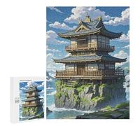 Adults Wooden Puzzles for Home Decor, Unique Shaped Japanese Architecture Puzzle with Exquisite Box, Personalized Wooden Jigsaw 500 PCS for Family Game Gift, Travel, Art Decor