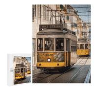 Adults Wooden Puzzles for Home Decor, Unique Shaped Lisbon Tram Puzzle with Exquisite Box, Personalized Wooden Jigsaw 500 PCS for Family Game Gift, Travel, Art Decor