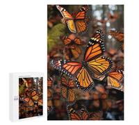 Adults Wooden Puzzles for Home Decor, Unique Shaped Monarch Butterflies Puzzle with Exquisite Box, Personalized Wooden Jigsaw 1000 PCS for Family Game Gift, Travel, Art Decor