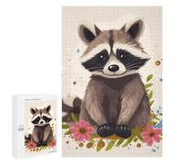 Adults Wooden Puzzles for Home Decor, Unique Shaped Raccoon Puzzle with Exquisite Box, Personalized Wooden Jigsaw 1000 PCS for Family Game Gift, Travel, Art Decor