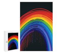 Adults Wooden Puzzles for Home Decor, Unique Shaped Rainbow Puzzle with Exquisite Box, Personalized Wooden Jigsaw 1000 PCS for Family Game Gift, Travel, Art Decor