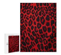 Adults Wooden Puzzles for Home Decor, Unique Shaped Red Leopard Pattern Puzzle with Exquisite Box, Personalized Wooden Jigsaw 500 PCS for Family Game Gift, Travel, Art Decor