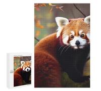 Adults Wooden Puzzles for Home Decor, Unique Shaped Red Panda Puzzle with Exquisite Box, Personalized Wooden Jigsaw 1000 PCS for Family Game Gift, Travel, Art Decor