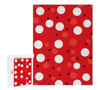 Adults Wooden Puzzles for Home Decor, Unique Shaped Red White Polka Dot Puzzle with Exquisite Box, Personalized Wooden Jigsaw 500 PCS for Family Game Gift, Travel, Art Decor