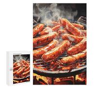 Adults Wooden Puzzles for Home Decor, Unique Shaped Sausage on Fire Puzzle with Exquisite Box, Personalized Wooden Jigsaw 1000 PCS for Family Game Gift, Travel, Art Decor