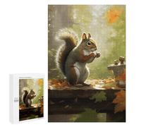 Adults Wooden Puzzles for Home Decor, Unique Shaped Squirrel Eats Nuts Puzzle with Exquisite Box, Personalized Wooden Jigsaw 1000 PCS for Family Game Gift, Travel, Art Decor