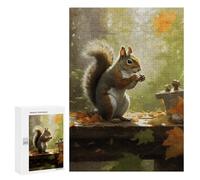 Adults Wooden Puzzles for Home Decor, Unique Shaped Squirrel Eats Nuts Puzzle with Exquisite Box, Personalized Wooden Jigsaw 300 PCS for Family Game Gift, Travel, Art Decor