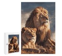 Adults Wooden Puzzles for Home Decor, Unique Shaped Two Lions Puzzle with Exquisite Box, Personalized Wooden Jigsaw 1000 PCS for Family Game Gift, Travel, Art Decor