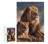 Adults Wooden Puzzles for Home Decor, Unique Shaped Two Lions Puzzle with Exquisite Box, Personalized Wooden Jigsaw 300 PCS for Family Game Gift, Travel, Art Decor