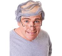 Adults Xmas Party Fake Body Part Artificial Hair Old Grandpa Baldy Man Wig Uk