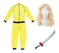 Adults Yellow Revenge Assassin Costume | 4 Pcs | Jacket, Trousers, Wig & Inflatable Sword - Large