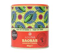 Aduna Organic Baobab Powder | 100% Baobab Fruit for Immune & Digestive Support | Natural Vegan Source of Vitamin C & Prebiotic Fibre | Superfood Powder for Smoothies, Juices & Yoghurts | 80g Tin