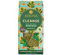 Aduna Organic Cleanse Moringa Super Tea | Natural Caffeine-Free Herbal Infusion With Moringa, Peppermint & Nettle | Superfood Tea for Digestion & Gut Support | 15 Biodegradable Pyramid Bags x 6 Packs