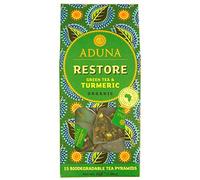Aduna Organic Restore Green Super Tea | Natural Herbal Infusion With African Green Tea, Turmeric & Citrus | Superfood Tea for Digestive Health & Immunity | 15 Biodegradable Pyramid Bags x 1 Pack