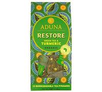 Aduna Organic Restore Green Super Tea | Natural Herbal Infusion With African Green Tea, Turmeric & Citrus | Superfood Tea for Digestive Health & Immunity | 15 Biodegradable Pyramid Bags x 6 Packs