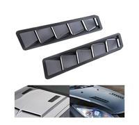 Adunsiaoto 2 Pieces Car Hood Vents, Universal ABS Air Flow Intake Scoop Turbo Bonnet Vent Hood Cover Trim, Universal Car ABS Decorative Air Flow Intake Scoop Turbo Bonnet Plastic Chrome(Black)