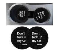 Adunsiaoto 4 Pieces Waterproof Phrase Car Cup Mat for Women and Men, Universal Vehicle Auto Insert Mat for Interior Accessories, Universal Anti-Slip Shockproof Car Pad for Mug Holder(Black)