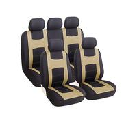 Adunsiaoto 9 Pieces Polyester Car Seat Cover, Front Seat Protector for Driver and Passenger, Universal Car Front Seats Covers, for Cars, Trucks, SUVs (Beige)