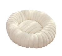 ADUODAO Calming Donut Dog Bed, Round Orthopedic Cat Beds with Anti-Slip Bottom, Anti Anxiety Dog Sofa Comfortable Pet Cushion Mats for Labrador, Chihuahua (Diameter: 60cm,White)