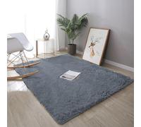 ADUODAO Floor Carpet Living Room Rug, Soft Fluffy Pile Rug, Non-Shedding Bedside Rug for Kids Room Bedroom, Indoor Home Decor Carpet Luxury Decorative Area Rugs (160 * 120cm,Grey)