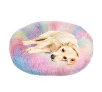 ADUODAO Fluffy Calming Pet Bed Donut Dog Bed, Round Plush Pet Cushion for Small/Medium/Large Dogs, Puppy Doughnut Pillow Anti Anxiety Orthopedic Cat Nest (120x120x20cm,Multicolored)