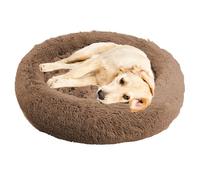 ADUODAO Fluffy Calming Pet Bed Donut Dog Bed, Round Plush Pet Cushion for Small/Medium/Large Dogs, Puppy Doughnut Pillow Anti Anxiety Orthopedic Cat Nest (120x120x20cm,Khaki)