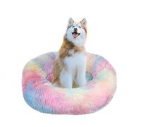ADUODAO Fluffy Dog Sofa Bed, Anti Anxiety Dog Doughnut Cushion for Large Medium Small Pets, Donut Calming Cat Bed Soft Puppy Pillow Basket Machine Washable (130x130x20cm,Multicolored)
