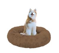 ADUODAO Fluffy Dog Sofa Bed, Anti Anxiety Dog Doughnut Cushion for Large Medium Small Pets, Donut Calming Cat Bed Soft Puppy Pillow Basket Machine Washable (150x150x20cm,Khaki)
