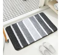 ADUODAO Indoor Outdoor Bath Mats, Non Slip Shaggy Bathroom Floor Mats Polyester Shower Rugs Kitchen Carpet for Entrance Doorway Toilet, Easy to Clean & No Shedding (60 * 40cm,Black)