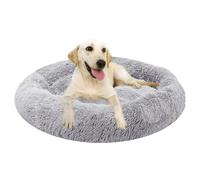 ADUODAO Plush Doughnut Dog Cushion, Cozy Calming Pet Bed Machine Washable, Round Orthopedic Dog Cat Bed Anti Anxiety Round Puppy Pillow Basket Calming Cat Nest (80cm/31.5in,Light Grey)
