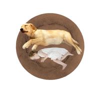 ADUODAO Round Plush Dog Bed Orthopedic Pet Nest, Washable Calming Puppy Sofa Bed Cuddler Cat Cushion, Anti Anxiety Pet Bed for Large Medium Small Dogs and Cats (60x60x20cm,Khaki)