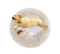 ADUODAO Round Plush Dog Bed Orthopedic Pet Nest, Washable Calming Puppy Sofa Bed Cuddler Cat Cushion, Anti Anxiety Pet Bed for Large Medium Small Dogs and Cats (140x140x20cm,Off-white)
