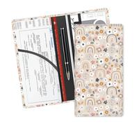 ADUQLZUX Leather Car Registration and Insurance Card Holder, Cute Car Accessories Vehicle Glove Box Car Organizer for Documents, Cards, License Cute Boho Flowers