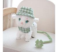 Adurello Singing Walking Electric Lamb Toy Voice Repeating Interactive Animated Plush Sheep Music Toys for Kids Toddlers Gift (Green)