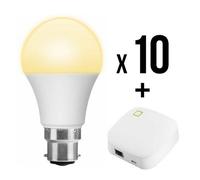 Adurosmart Eria B22 Bulb Warm White Lamp 10Pk + Hub Bundle