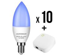 Adurosmart Eria E14 Candle Bulb Tuneable Colour 10 Pk Bundle With Hub