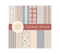 Adurself 24 Sheets Vintage Stripe Scrapbook Paper, 11.8 x 11.8 Inch