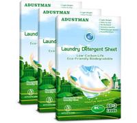 ADUSTMAN Laundry Detergent Sheets (Strips),Breeze Hypoallergenic Eco-friendly Low Suds Liquidless Earth Friendly No Plastic Jugs (186 Count (pack of 3), Fresh)