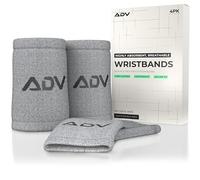 ADV 4 or 2 Pack Bamboo Charcoal Cotton Blend Tennis Bracelet - Ultra Absorbent Double Wide and Thin Wrist Bands - Grey