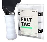 ADV FeltTac Pickleball Overgrip, Absorbent Dry Grip Tape (White, 6-Pack)