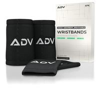 ADV Tennis Bamboo Charcoal Ace Bracelets - Ultra Absorbent - High Comfort with Compression - Double Wide - Slim - Pro Tested and Designed (Black)